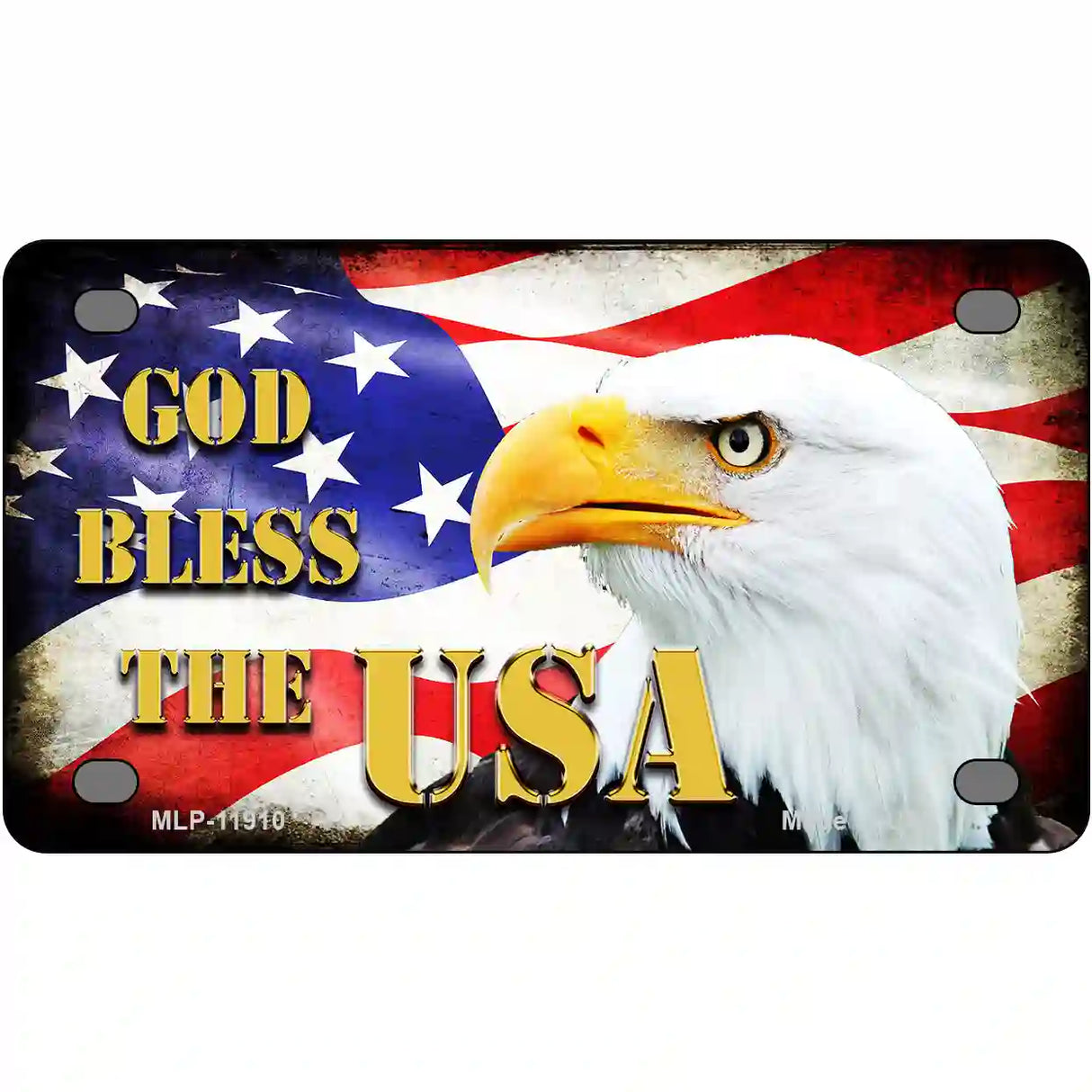 God Bless The USA Novelty Metal License Plate 4" x 2.2" (MLP)