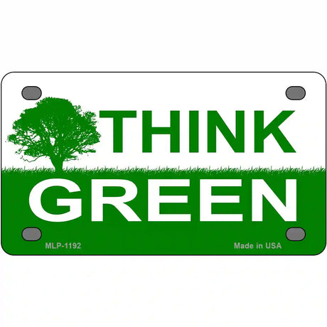 Think Green Novelty Metal License Plate 4" x 2.2" (MLP)