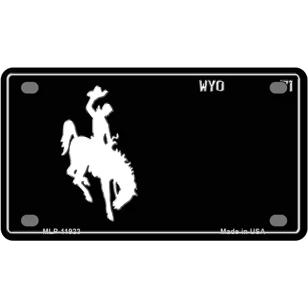 Wyoming Black Novelty Metal License Plate 4" x 2.2" (MLP) / Yes