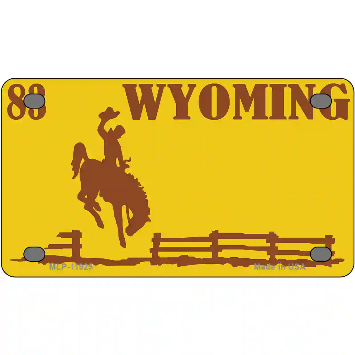 Wyoming Yellow Novelty Metal License Plate 4" x 2.2" (MLP)