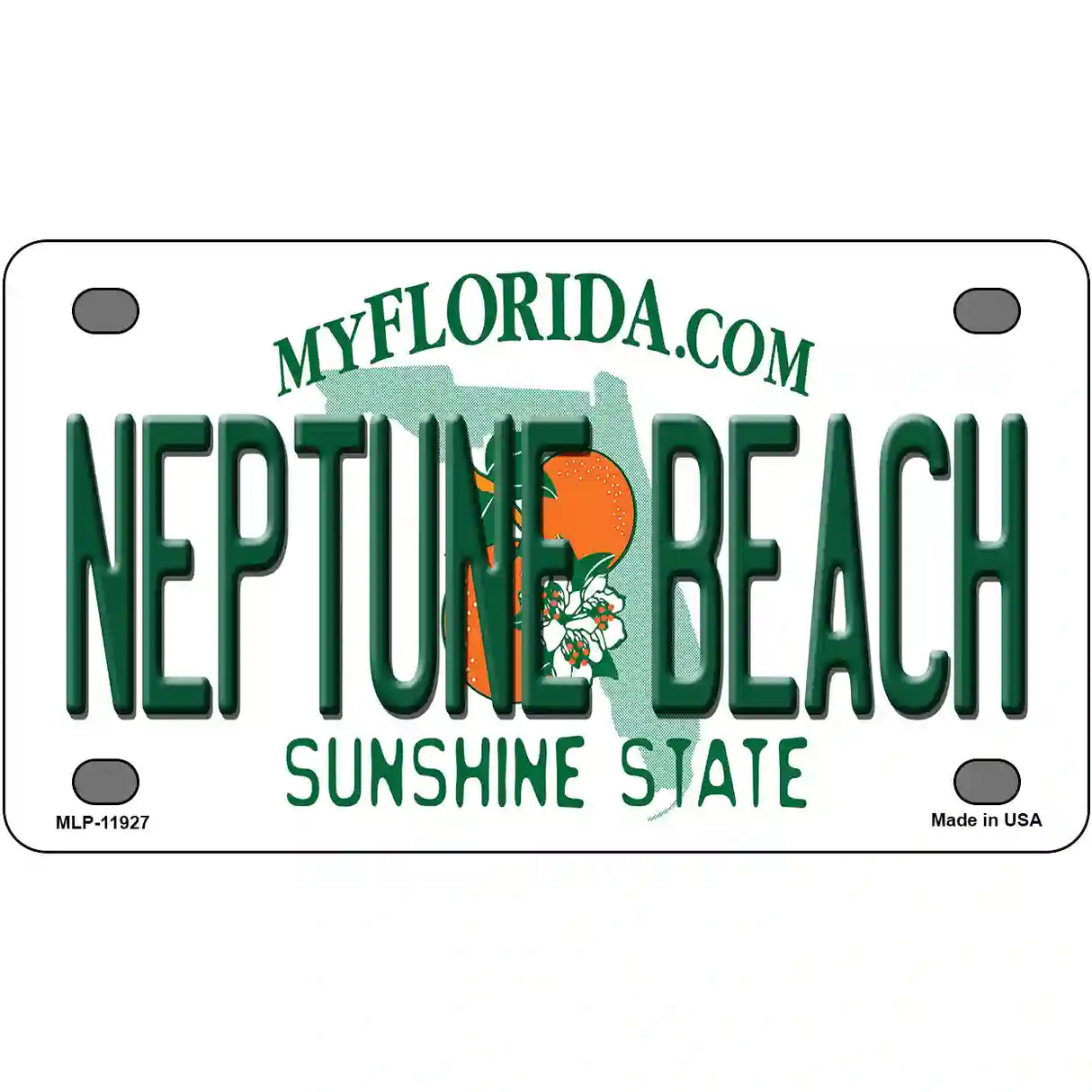 Florida Neptune Beach Novelty Metal License Plate 4" x 2.2" (MLP)