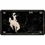 Wyoming Black Rusty Novelty Metal License Plate 4" x 2.2" (MLP)