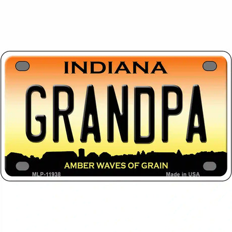 Indiana Grandpa Novelty Metal License Plate 4" x 2.2" (MLP)