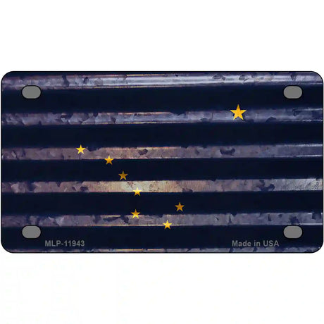 Alaska Corrugated Flag Novelty License Plate 4" x 2.2" (MLP)