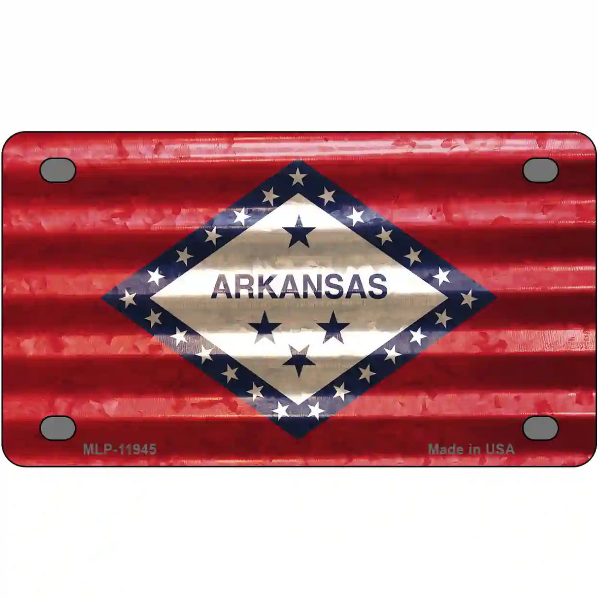 Arkansas Corrugated Flag Novelty License Plate 4" x 2.2" (MLP)