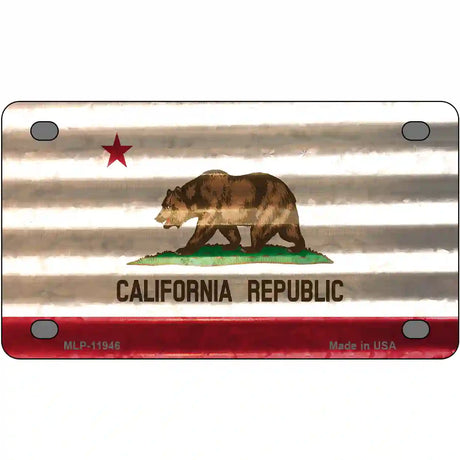 California Corrugated Flag Novelty License Plate 4" x 2.2" (MLP)