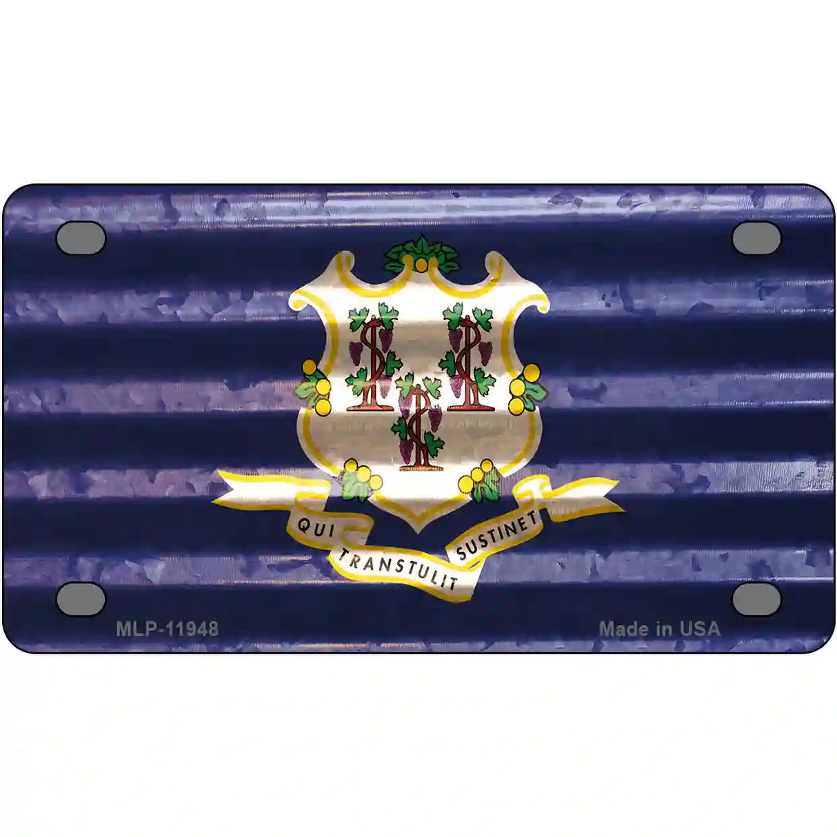 Connecticut Corrugated Flag Novelty License Plate 4" x 2.2" (MLP)