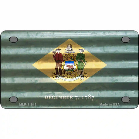 Delaware Corrugated Flag Novelty License Plate 4" x 2.2" (MLP)