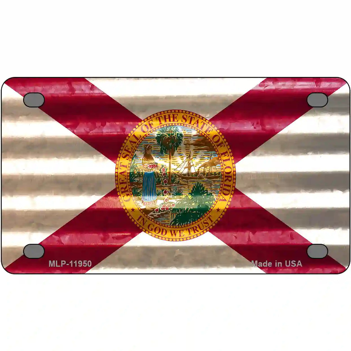 Florida Corrugated Flag Novelty License Plate 4" x 2.2" (MLP)