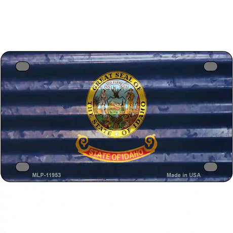 Idaho Corrugated Flag Novelty License Plate 4" x 2.2" (MLP)