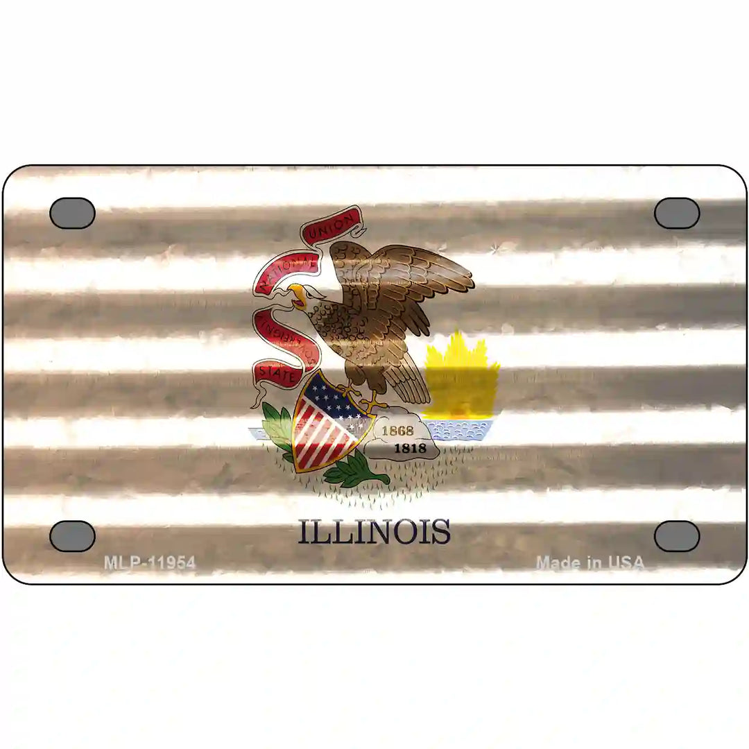 Illinois Corrugated Flag Novelty License Plate 4" x 2.2" (MLP)