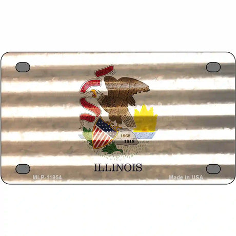 Illinois Corrugated Flag Novelty License Plate 4" x 2.2" (MLP)