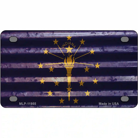 Indiana Corrugated Flag Novelty License Plate 4" x 2.2" (MLP)