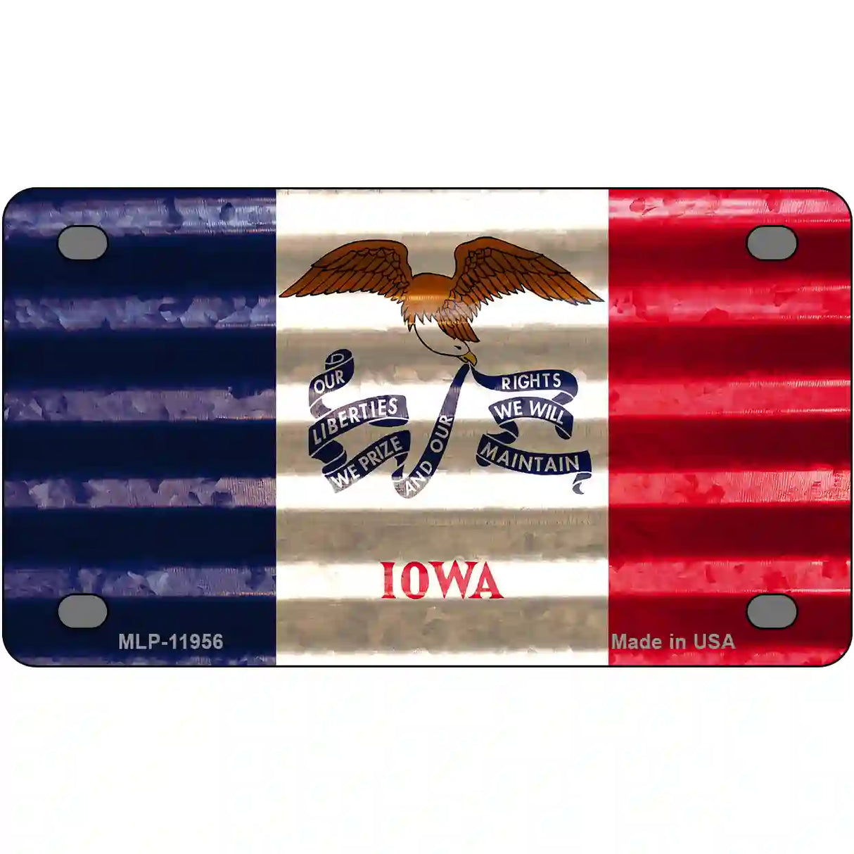 Iowa Corrugated Flag Novelty License Plate 4" x 2.2" (MLP)