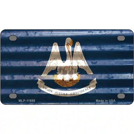 Louisiana Corrugated Flag Novelty License Plate 4" x 2.2" (MLP)