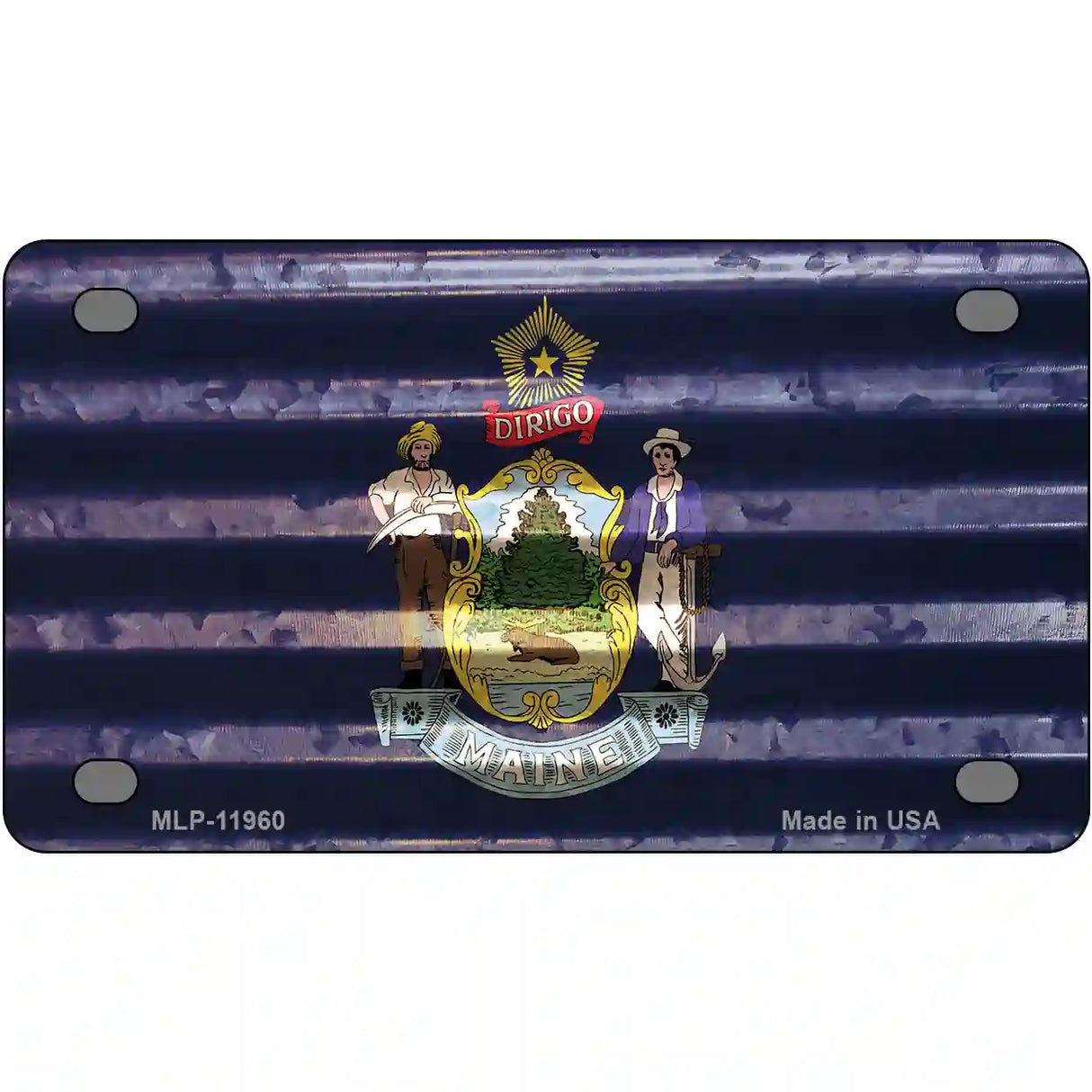 Maine Corrugated Flag Novelty License Plate 4" x 2.2" (MLP)