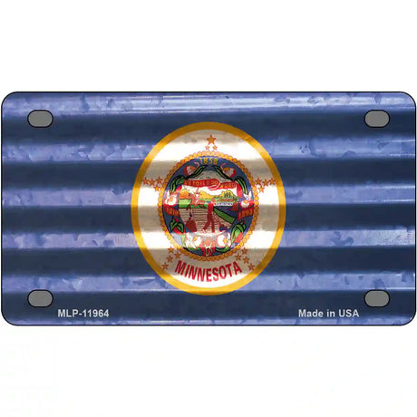 Minnesota Corrugated Flag Novelty License Plate 4" x 2.2" (MLP)