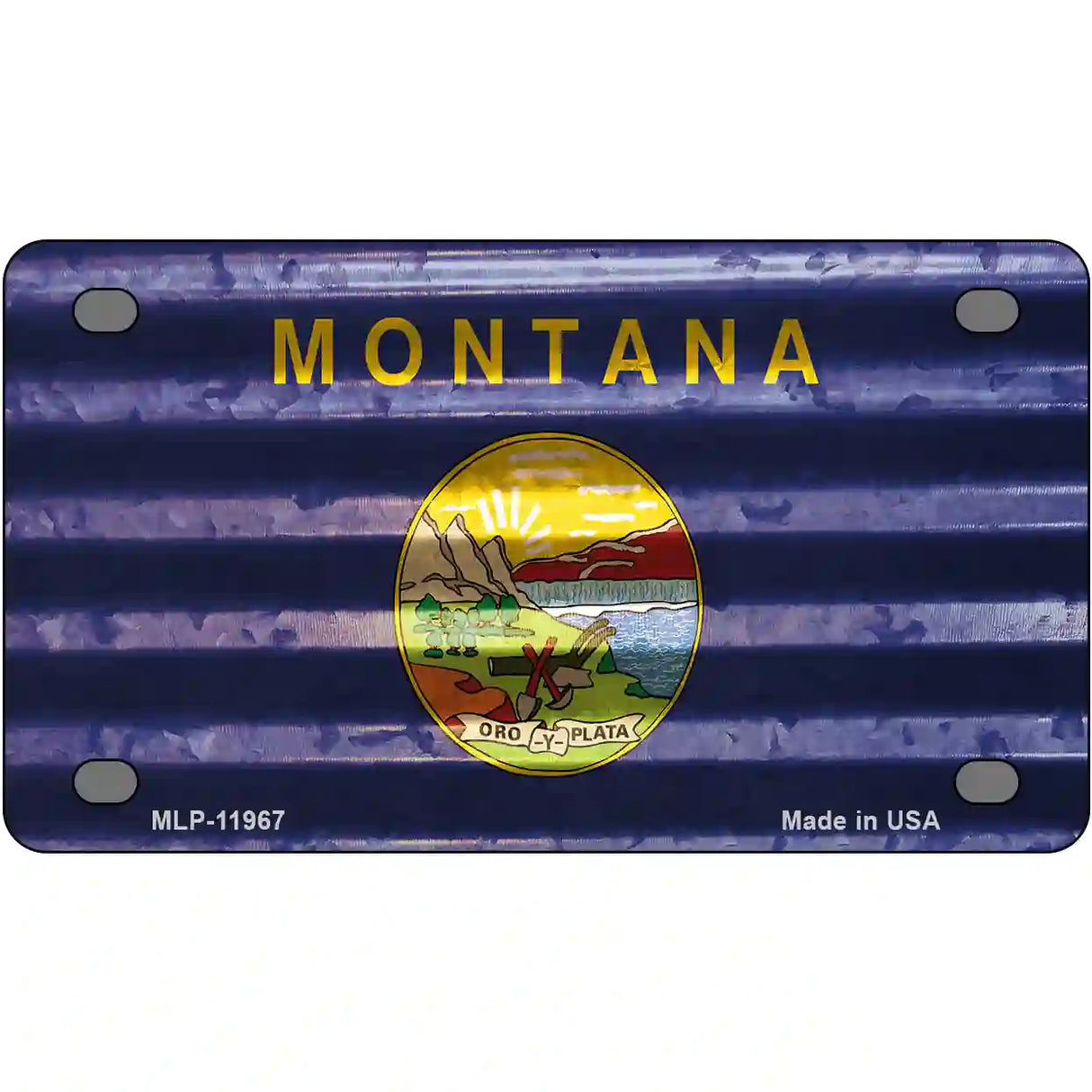 Montana Corrugated Flag Novelty License Plate 4" x 2.2" (MLP)