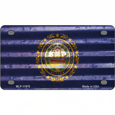 New Hampshire Corrugated Flag Novelty License Plate 4" x 2.2" (MLP)