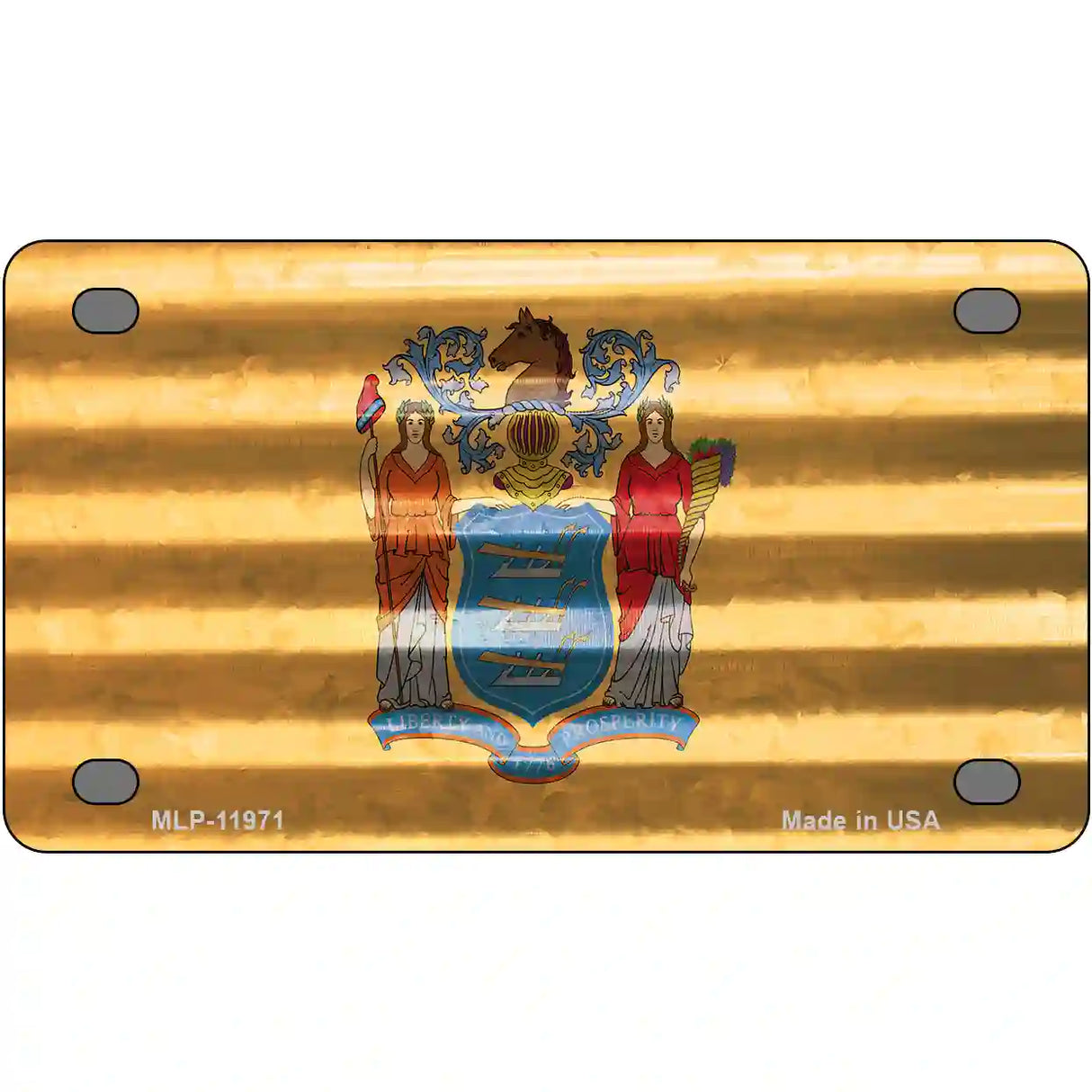 New Jersey Corrugated Flag Novelty License Plate 4" x 2.2" (MLP)