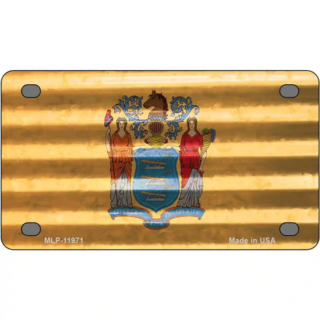 New Jersey Corrugated Flag Novelty License Plate 4" x 2.2" (MLP)