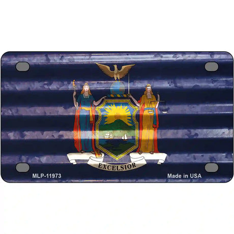 New York Corrugated Flag Novelty License Plate 4" x 2.2" (MLP)