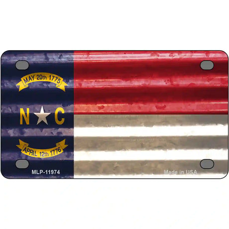 North Carolina Corrugated Flag Novelty License Plate 4" x 2.2" (MLP)