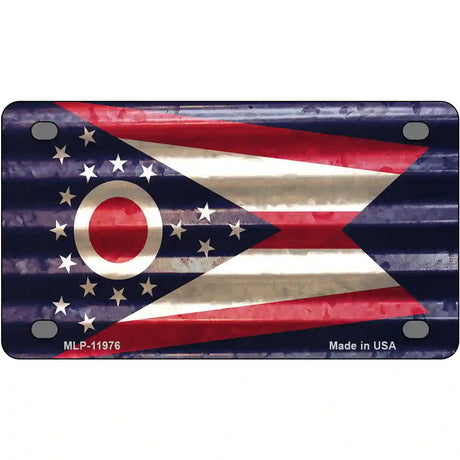 Ohio Corrugated Flag Novelty License Plate 4" x 2.2" (MLP)