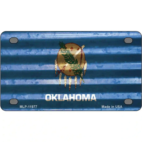 Oklahoma Corrugated Flag Novelty License Plate 4" x 2.2" (MLP)