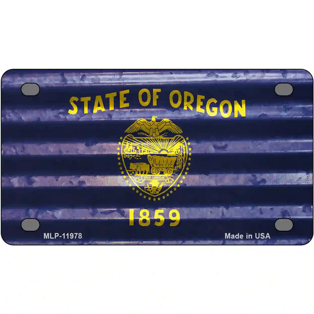 Oregon Corrugated Flag Novelty License Plate 4" x 2.2" (MLP)