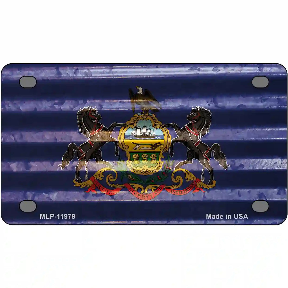 Pennsylvania Corrugated Flag Novelty License Plate 4" x 2.2" (MLP)