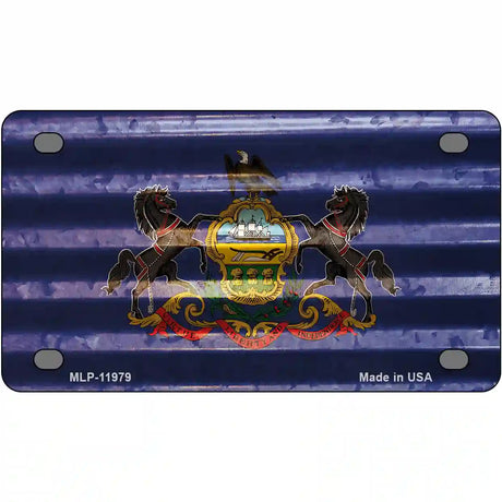 Pennsylvania Corrugated Flag Novelty License Plate 4" x 2.2" (MLP)