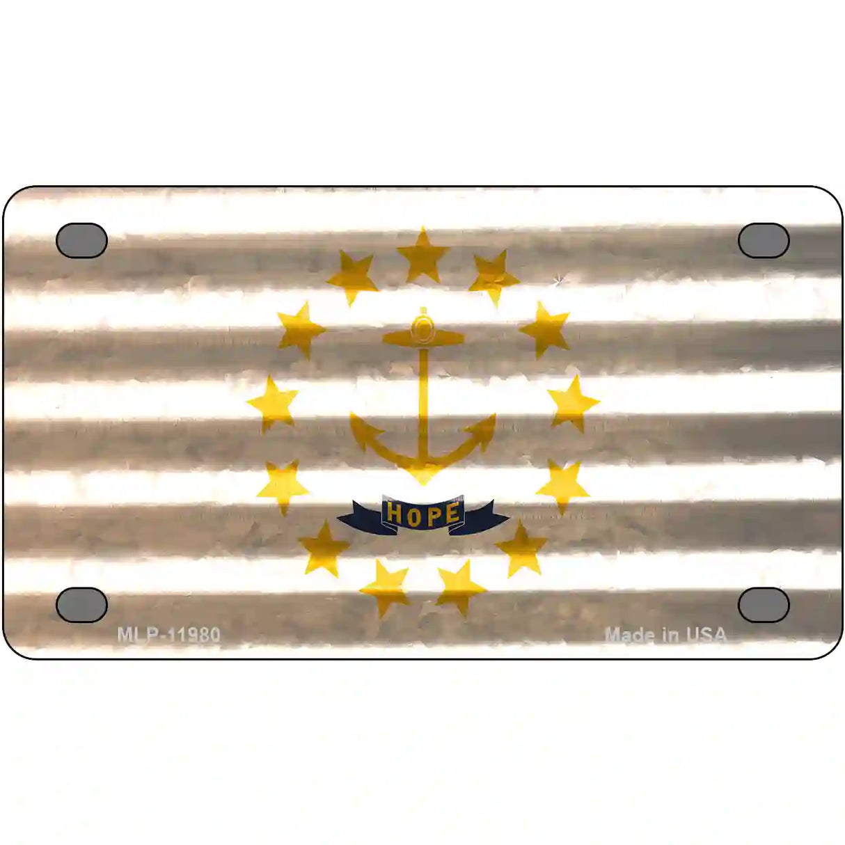 Rhode Island Corrugated Flag Novelty License Plate 4" x 2.2" (MLP)