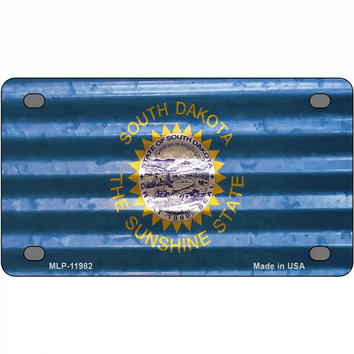 South Dakota Corrugated Flag Novelty License Plate 4" x 2.2" (MLP)