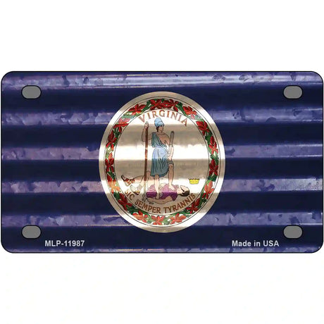 Virginia Corrugated Flag Novelty License Plate 4" x 2.2" (MLP)