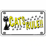 Cats Rule Novelty Metal License Plate 4" x 2.2" (MLP)