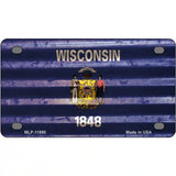 Wisconsin Corrugated Flag Novelty License Plate 4" x 2.2" (MLP)