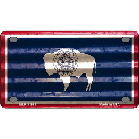 Wyoming Corrugated Flag Novelty License Plate 4" x 2.2" (MLP)