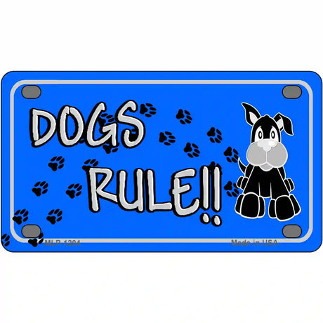 Dogs Rule Novelty Metal License Plate Tag