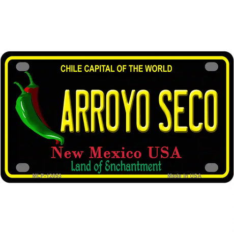 Arroyo Seco Black New Mexico Novelty Metal License Plate 4" x 2.2" (MLP)