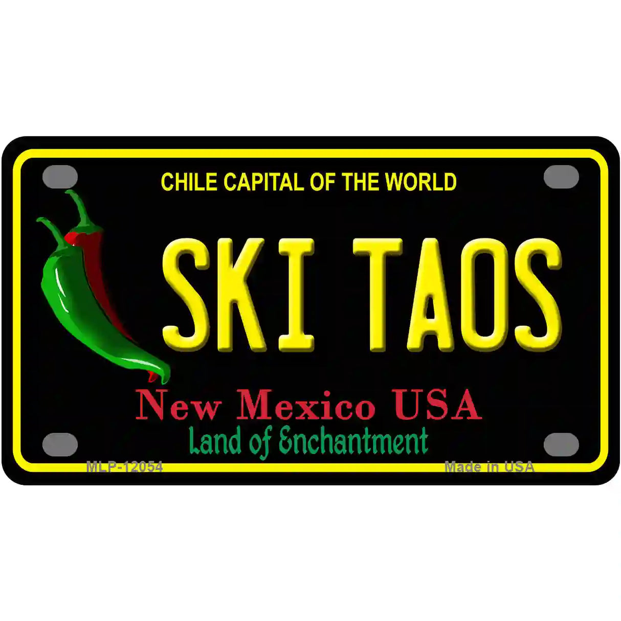 Ski Taos Black New Mexico Novelty Metal License Plate 4" x 2.2" (MLP)