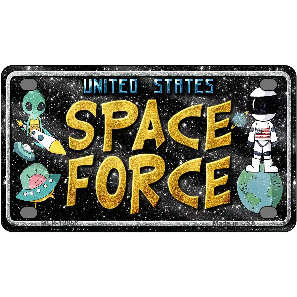 Space Force Novelty Metal License Plate 4" x 2.2" (MLP)