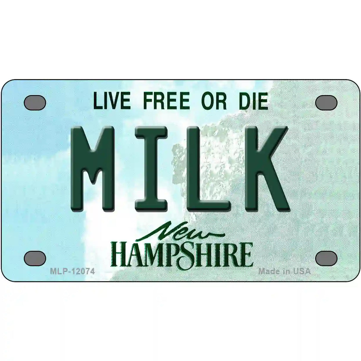 Milk New Hampshire State Novelty Metal License Plate 4" x 2.2" (MLP)