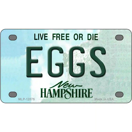 Eggs New Hampshire State Novelty Metal License Plate 4" x 2.2" (MLP)