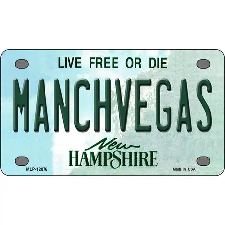 Manchvegas New Hampshire State Novelty Metal License Plate 4" x 2.2" (MLP)