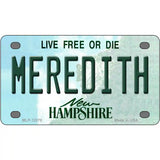 Meredith New Hampshire State Novelty Metal License Plate 4" x 2.2" (MLP)