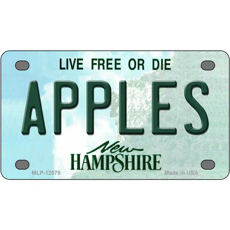 Apples New Hampshire State Novelty Metal License Plate 4" x 2.2" (MLP)