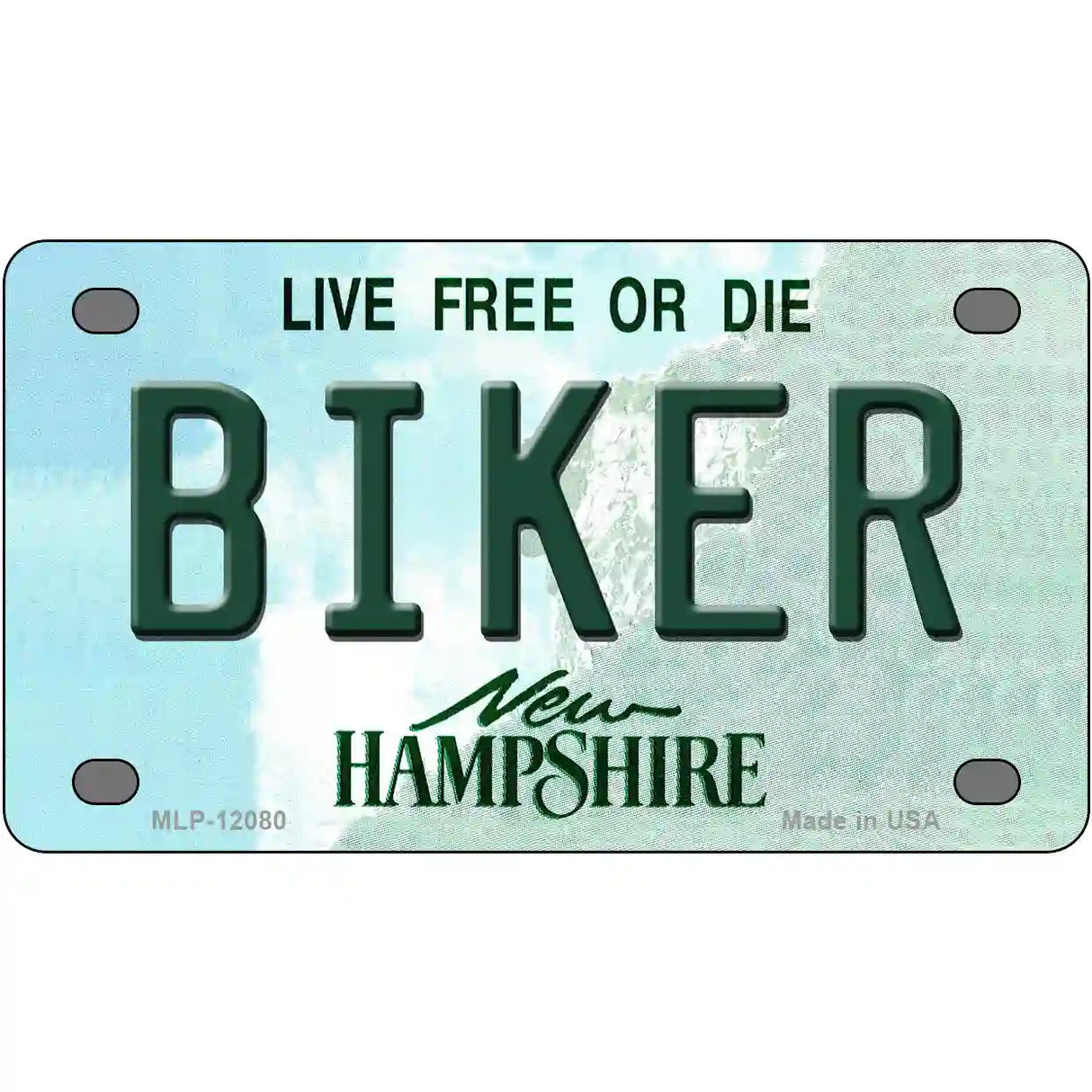 Biker New Hampshire State Novelty Metal License Plate 4" x 2.2" (MLP)