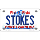 Stokes North Carolina State Novelty Metal License Plate 4" x 2.2" (MLP)