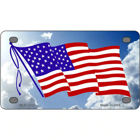 American Flag Cloud Novelty Metal License Plate 4" x 2.2" (MLP)